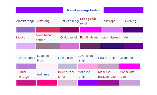 Boya Renkleri - Renk İsimleri - İç Cephe Boya Renkleri